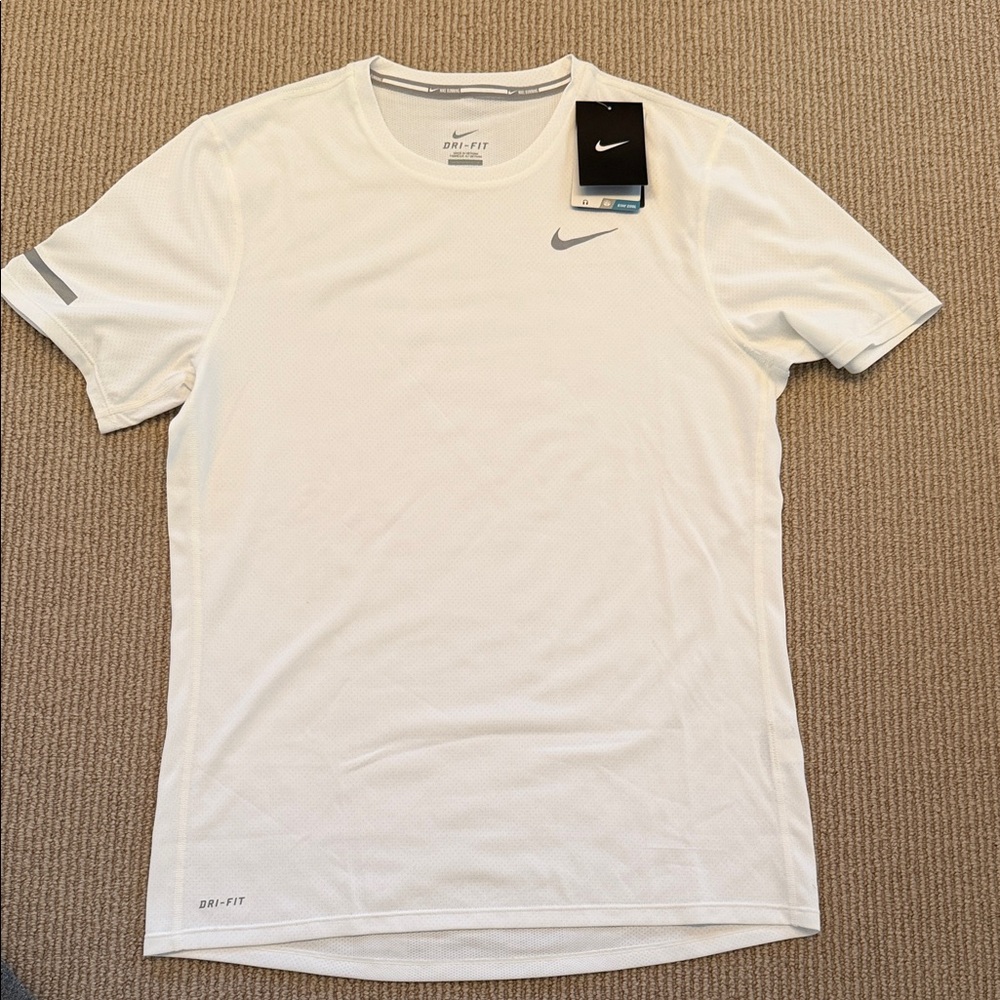 Nike Men’s Short Sleeve Dri-FIT Crew Tee - White with Gray Swoosh